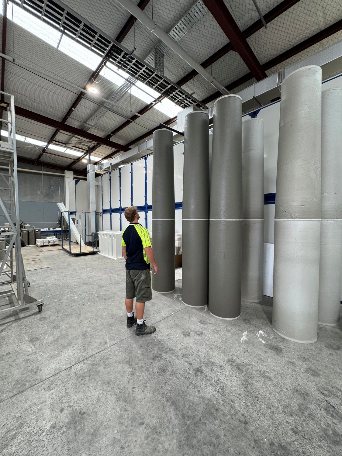 Accumen® custom mouldings - large bespoke columns in the workshop